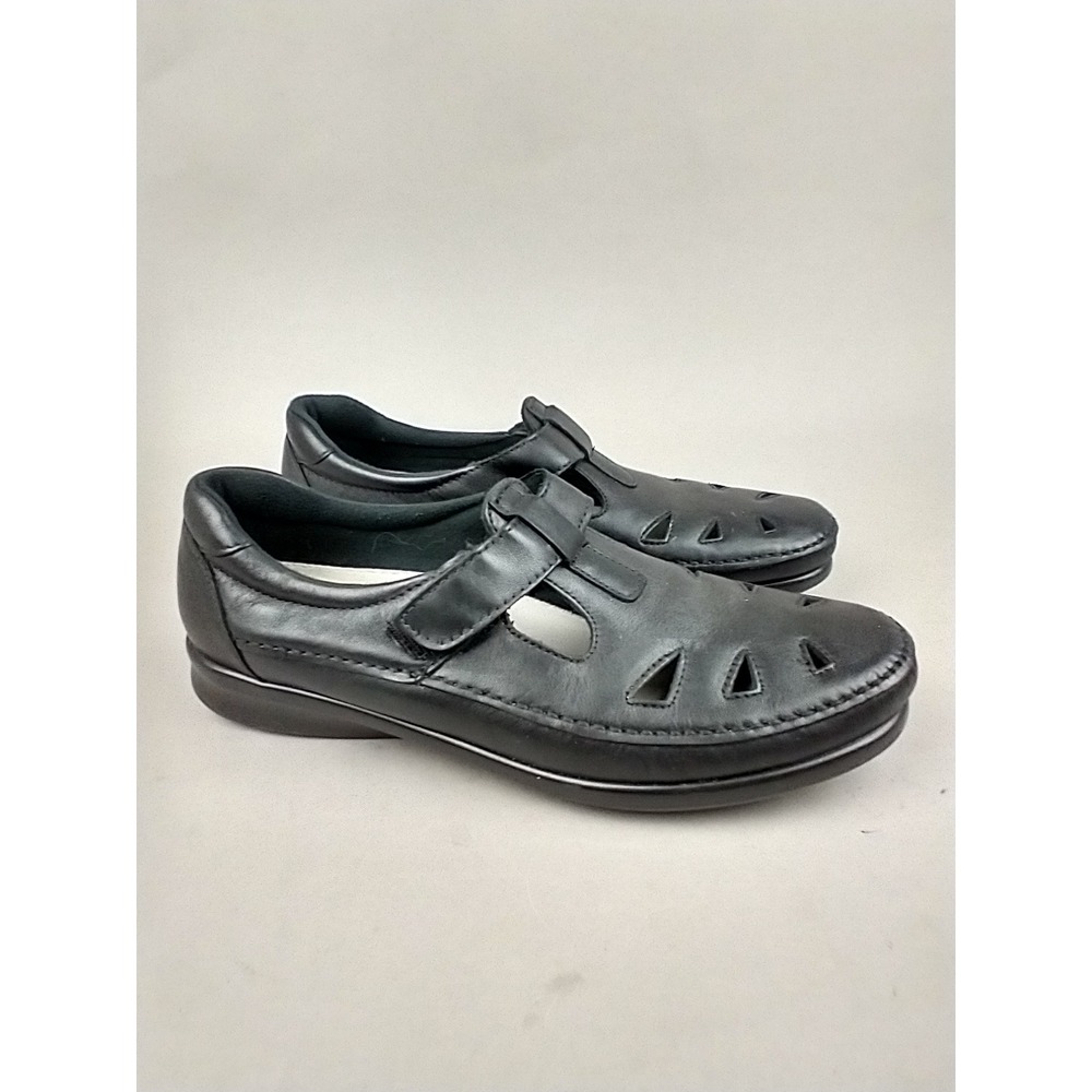 SAS Roamer Black Leather T-Strap Comfort Loafers Womens 10 S Narrow 2631014‎ 9